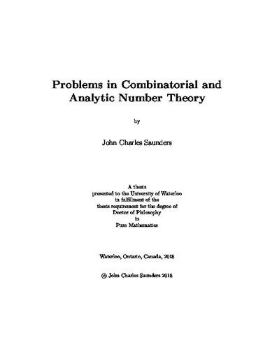 Problems in Combinatorial and Analytic Number Theory