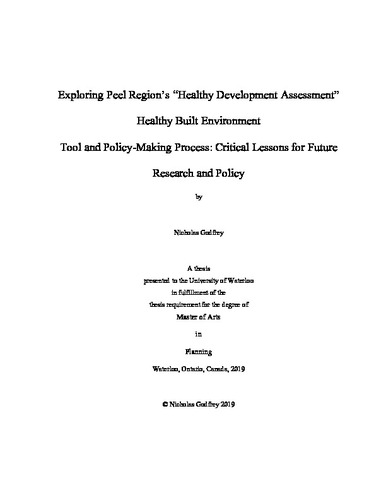 Exploring Peel Region's "Healthy Development Assessment ...